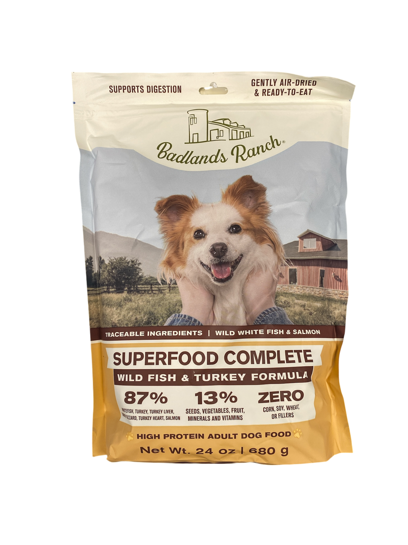 Superfood from Badlands Ranch. New Wild fish and Turkey Formula. Airdried and high protein formula.