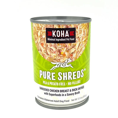 Koha pure shreds chick and duck canned dog food