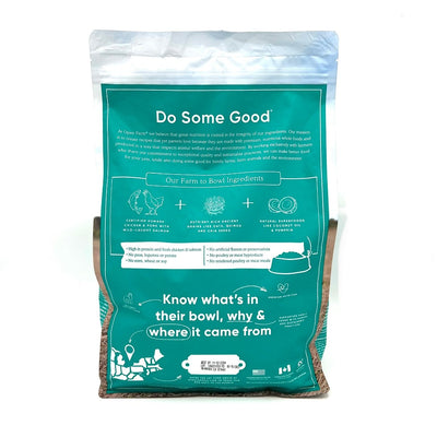 Open Farm Puppy recipe dog food bag back