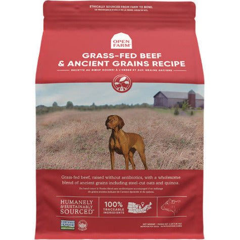 Open Farm Grass Fed beef and ancient grains recipe dog food