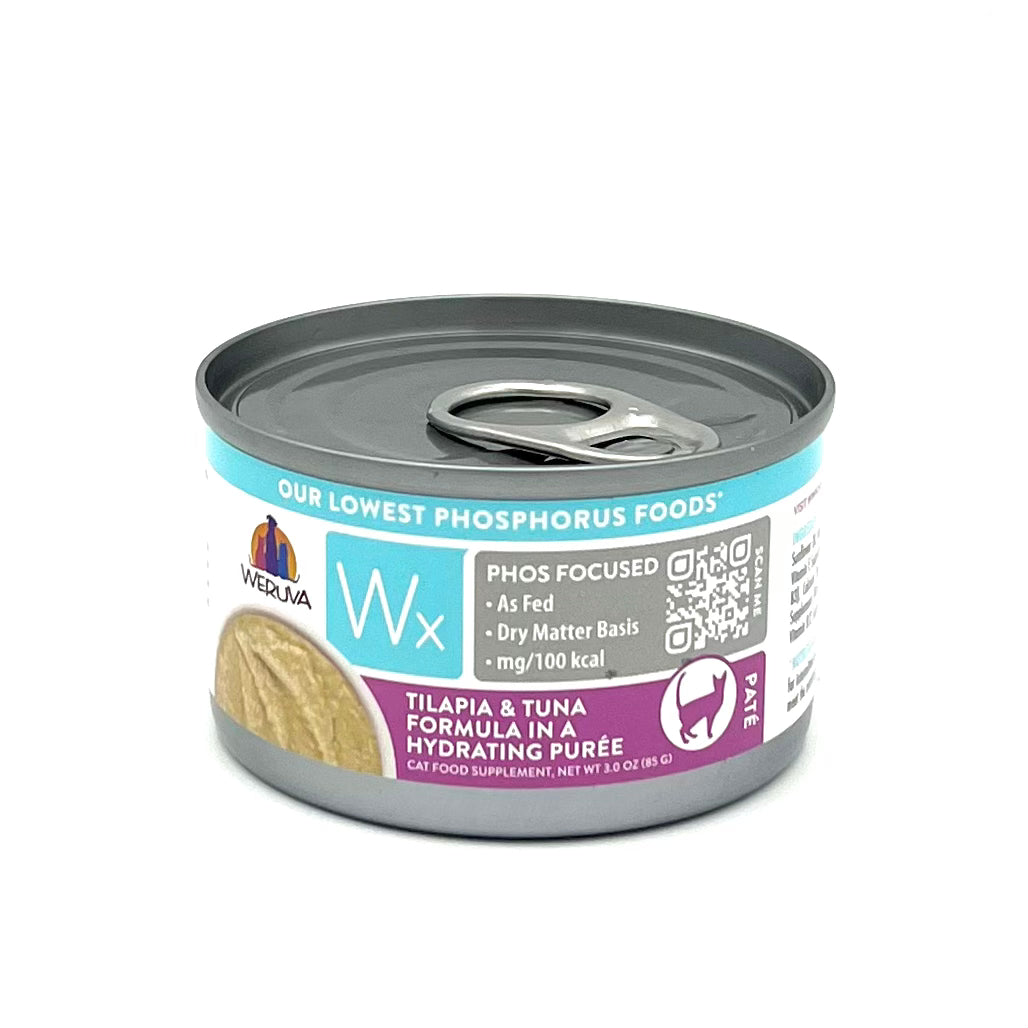 Tilapia and tuna formula in hydrating puree canned cat food